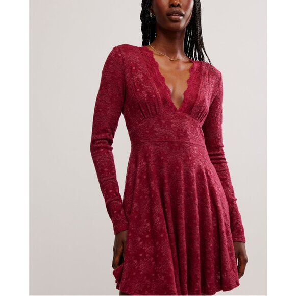 FREE PEOPLE All Yours Mini Dress / Red Plum - Picture 1 of 7